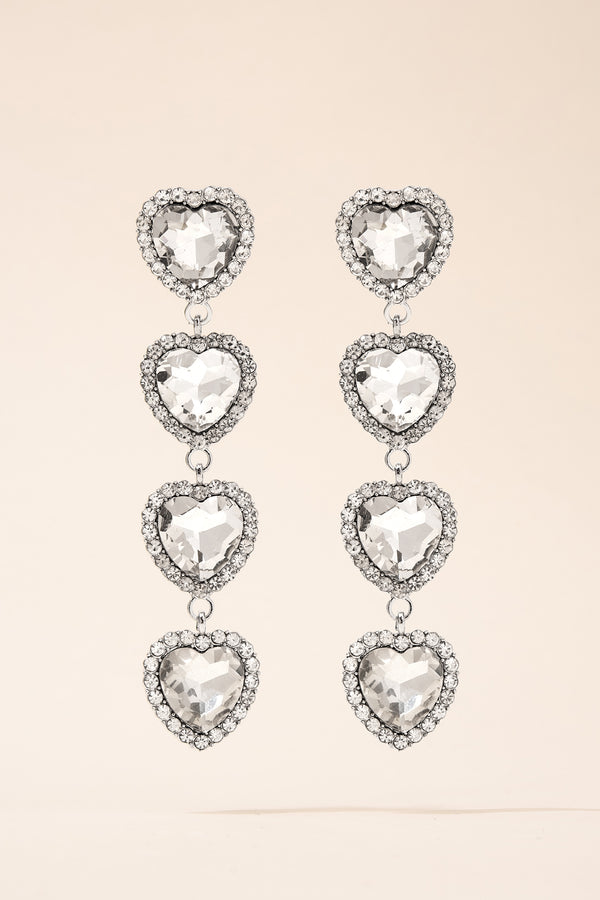 Francesca Glass Heart Drop Post Earrings