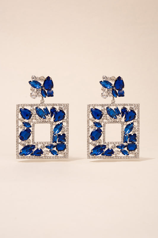Cora Glass Statement Post Earrings - Blue