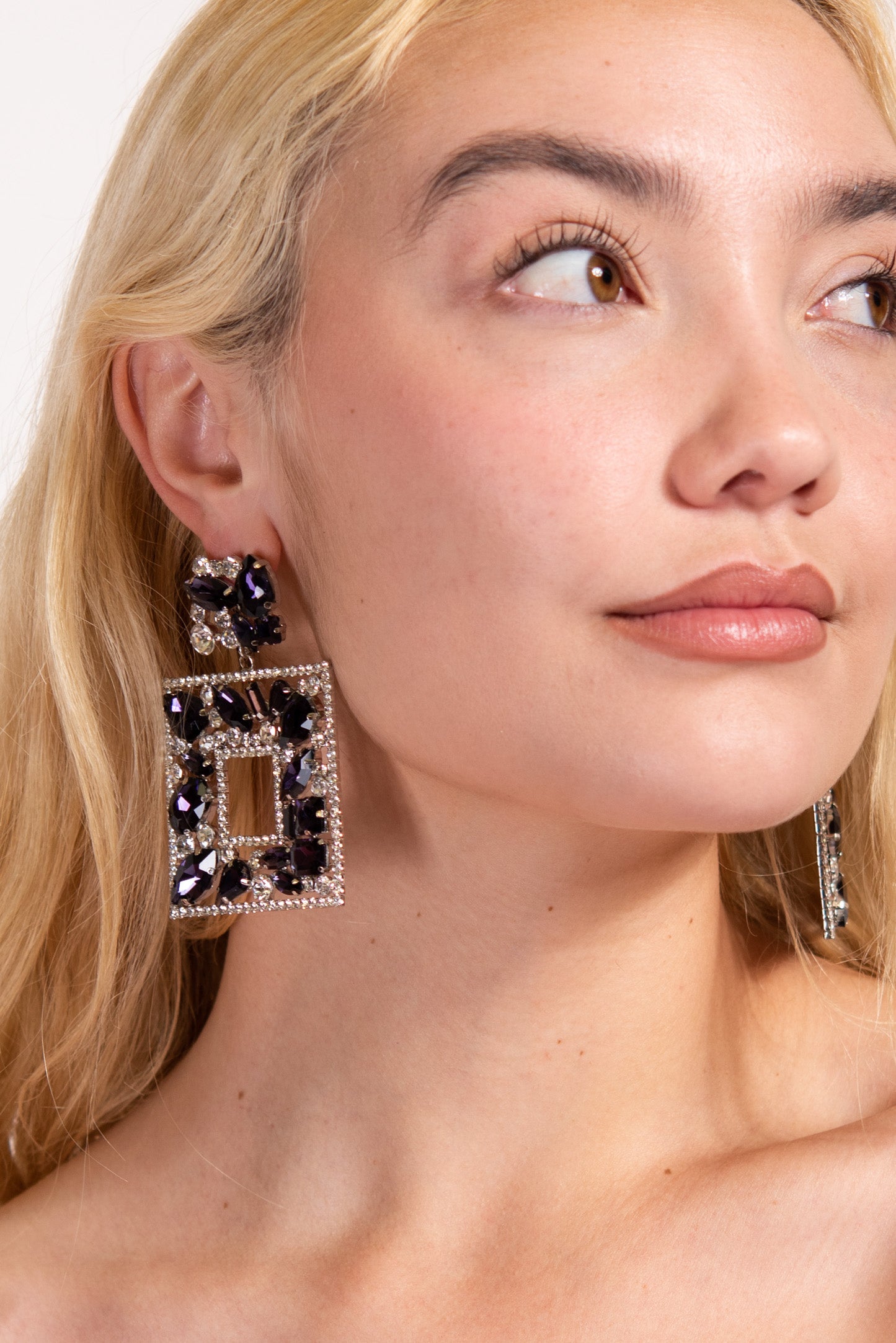 Edna Crystal Cluster Square Cocktail Earrings