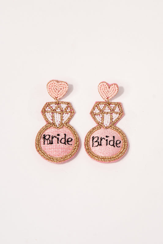 Sewn Bride Post Back Earrings - Pink