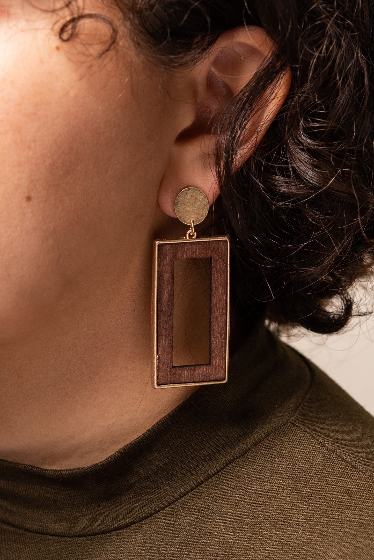 Irene Wood Rectangle Earrings