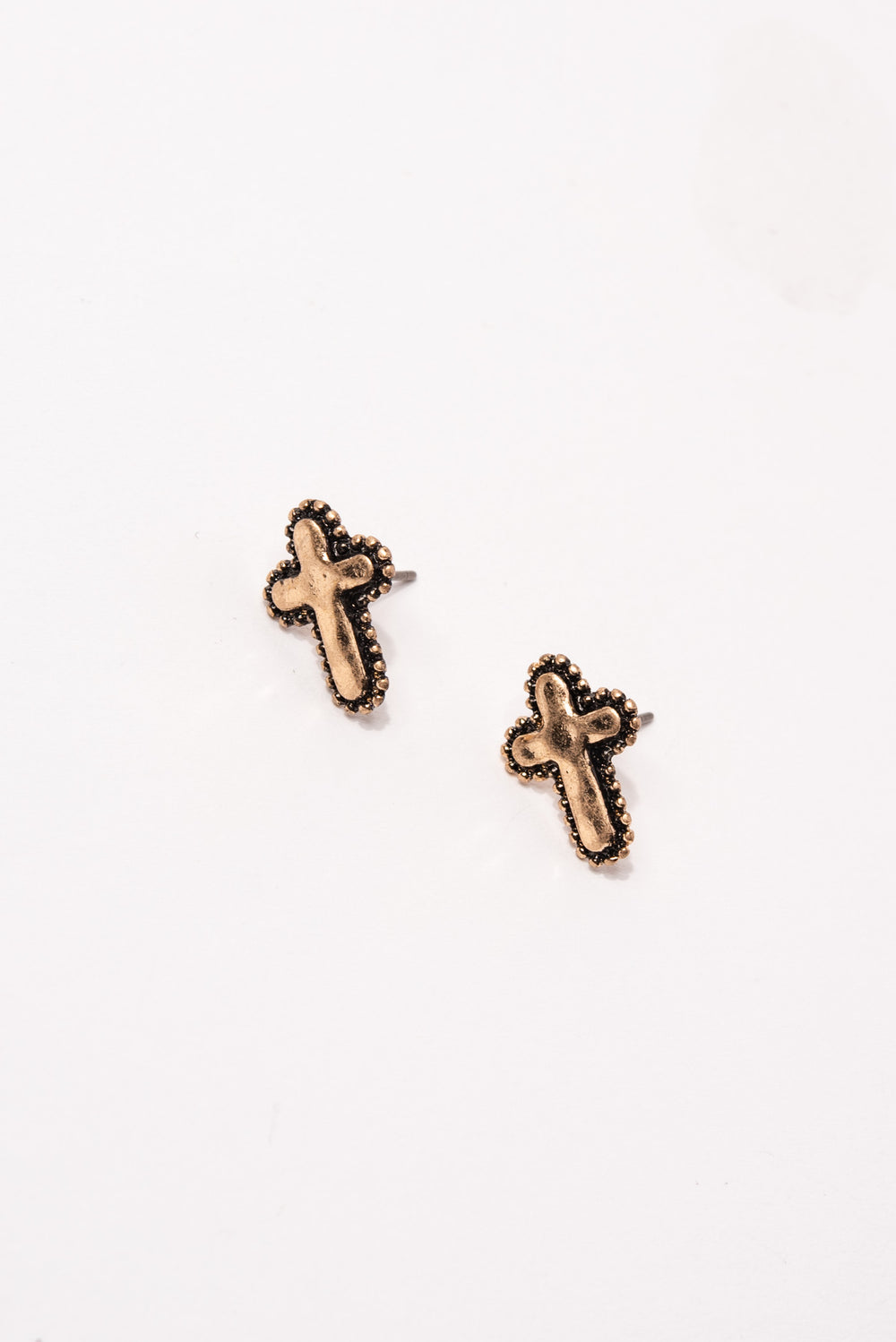 Handmade Tailored Cross Stud Earrings - Gold