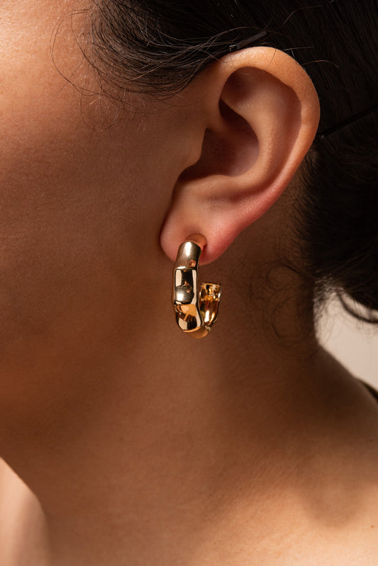 Daria Bamboo Metal Hoop Earrings