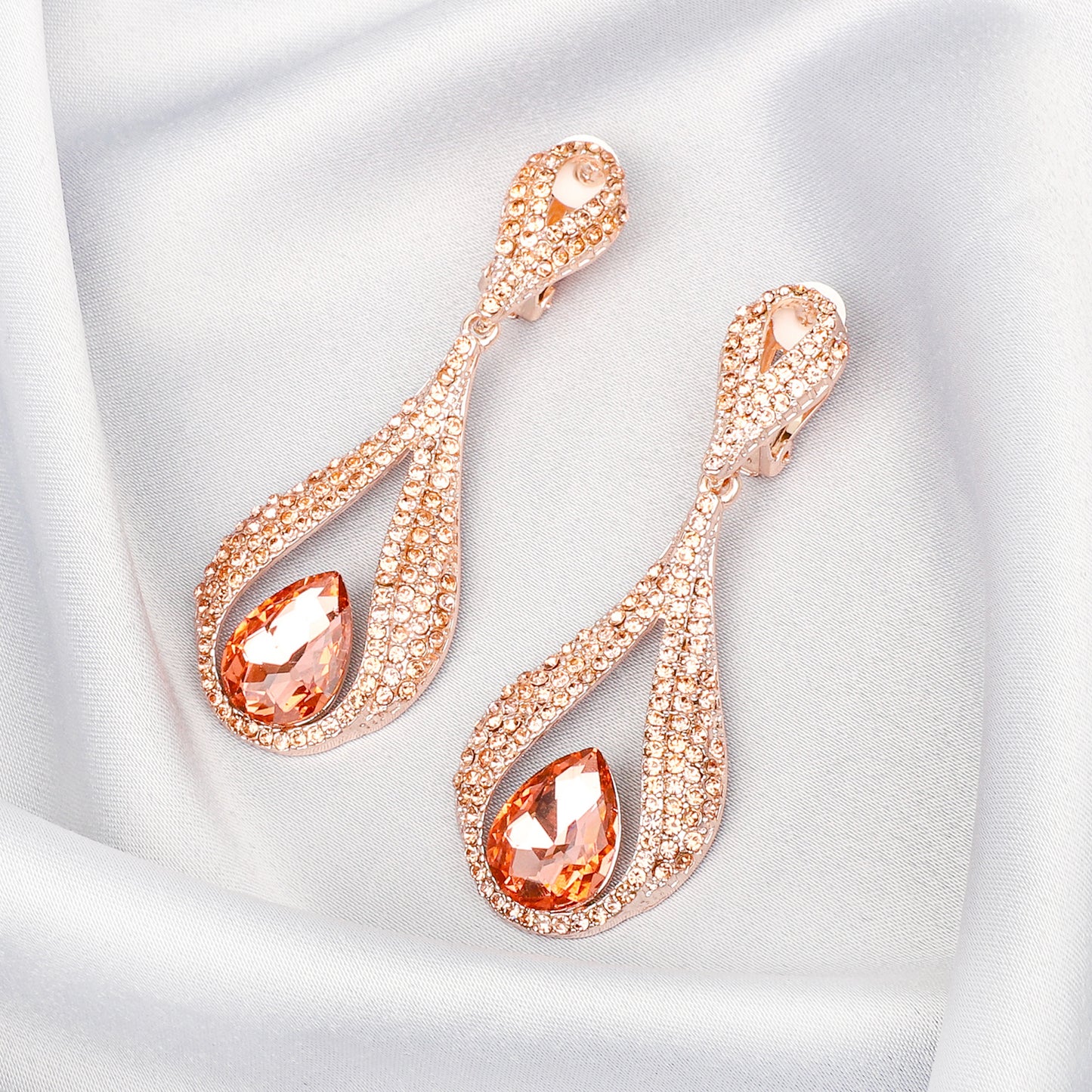 Liliana Infinity Teardrop Rhinestone Clip-On Earrings