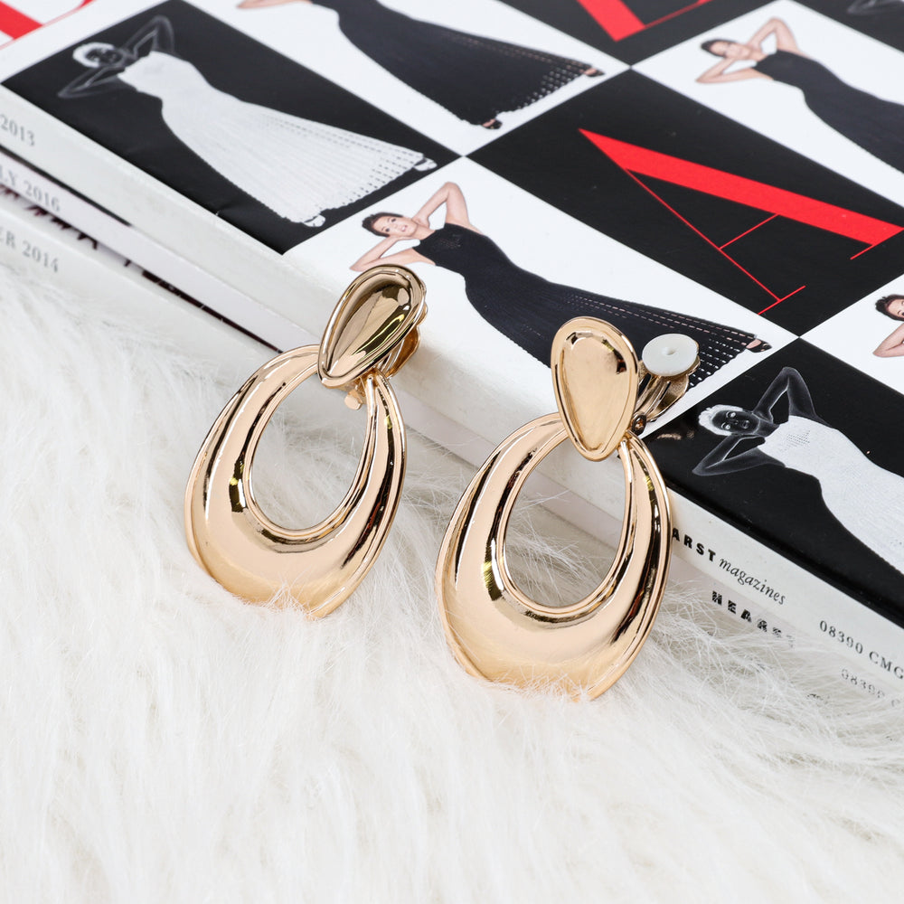 Divine Teardrop Metal Clip-on Earrings