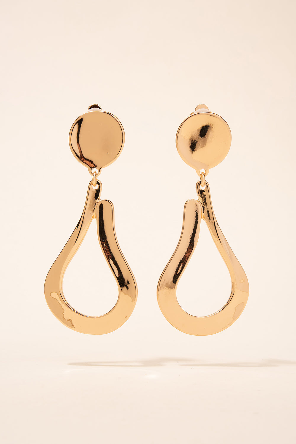 Joyce Flat Teardrop Clip-on Earrings - Gold