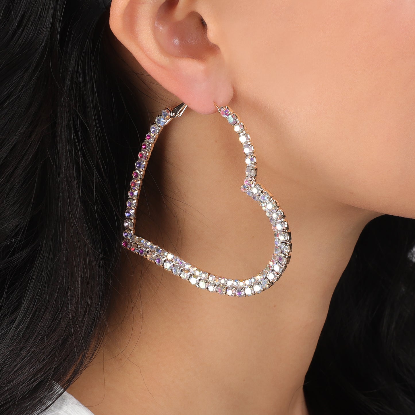 Noelle's Rhinestone Heart Hoop Earrings