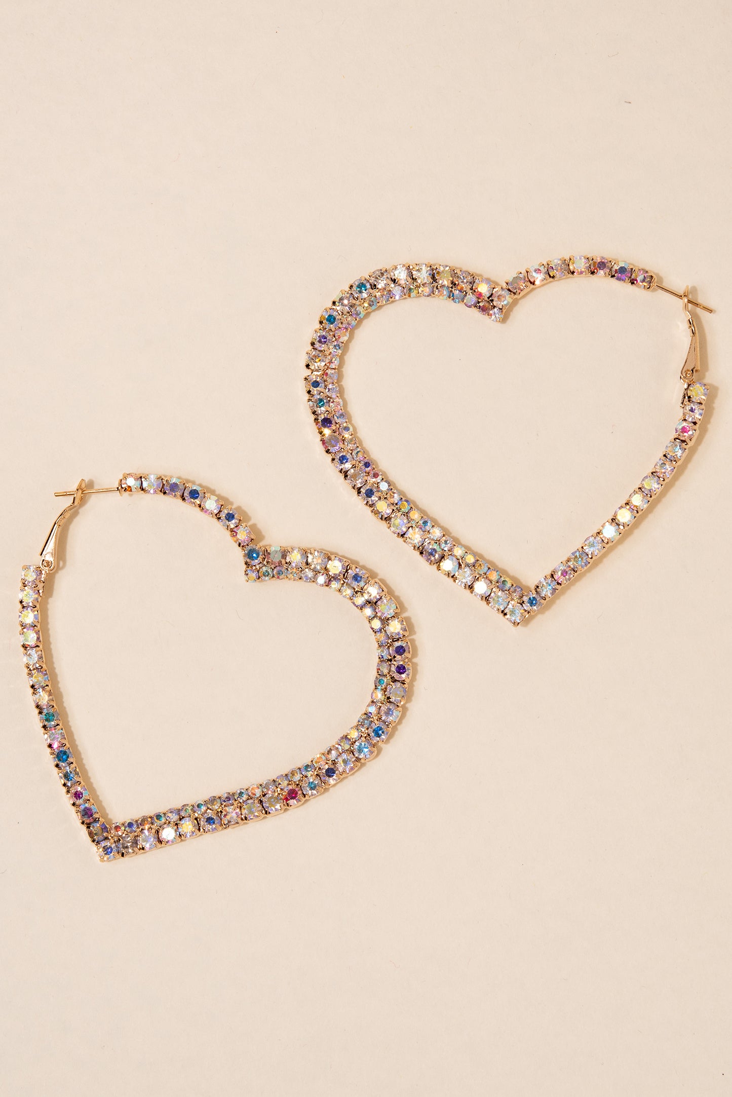 Noelle\'s Rhinestone Heart Hoop Earrings - Gold Iridescent – Sophia  Collection
