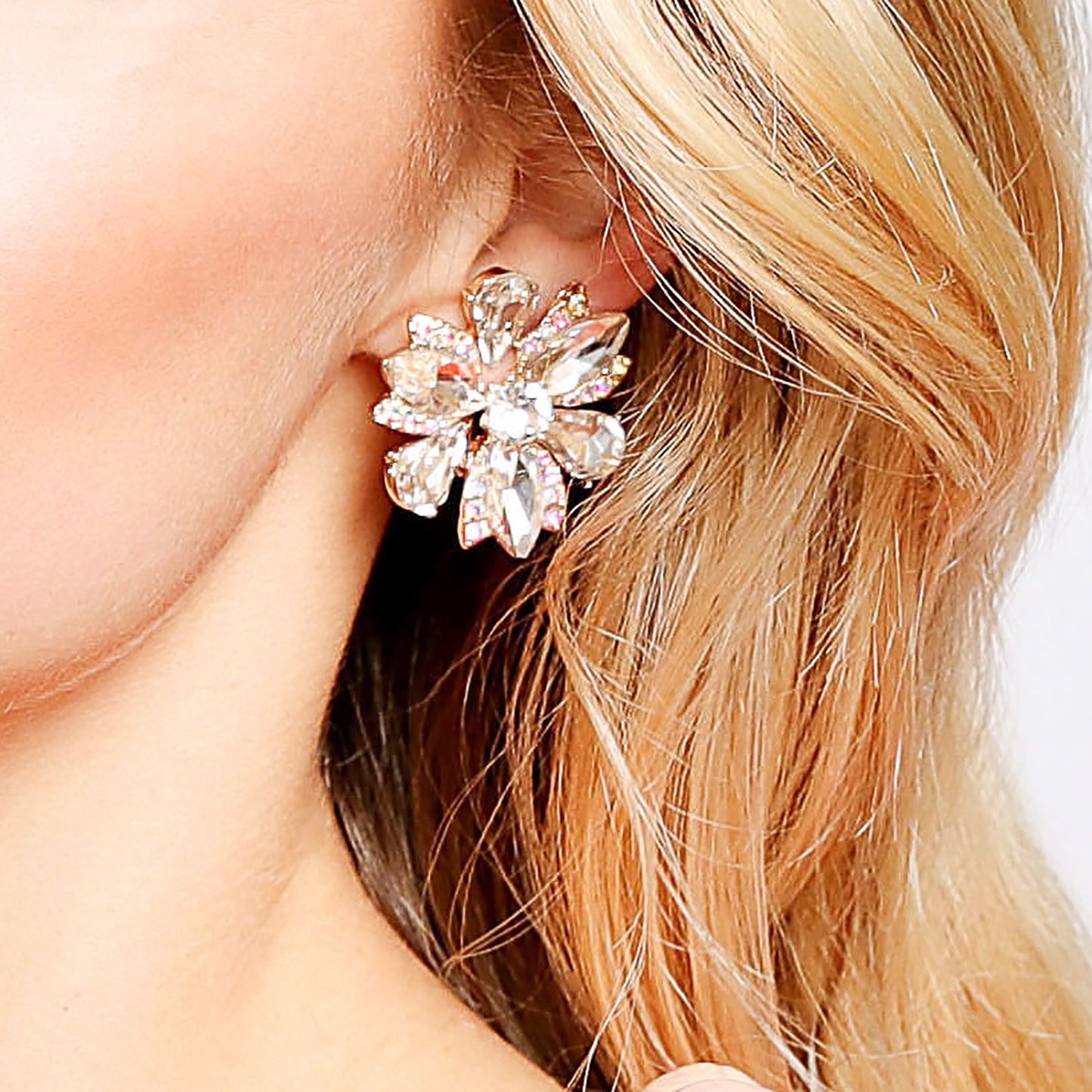 Flora Crystal Clip-on Earrings - Gold