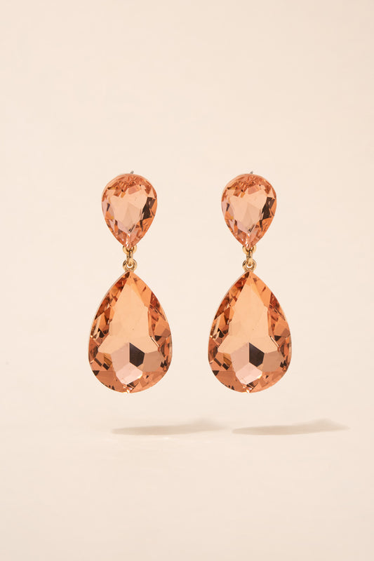 Allira Teardrop Stone Earrings - Peach