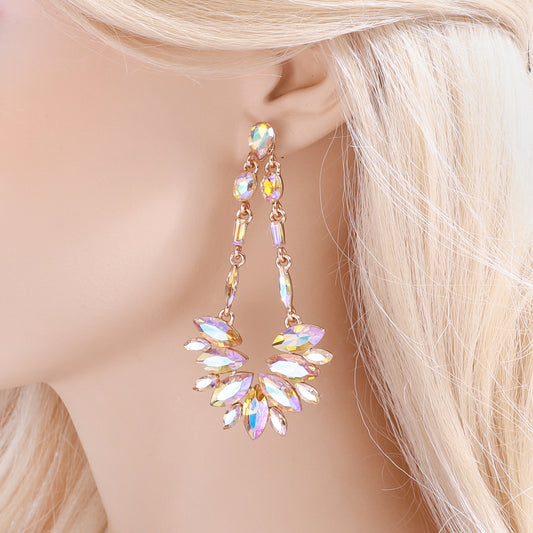 Rio Teardrop Rhinestone Earrings - Amber
