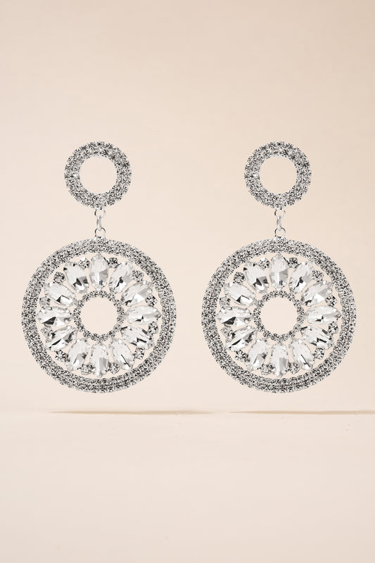 Estella Circle Drop Rhinestone Post Earrings