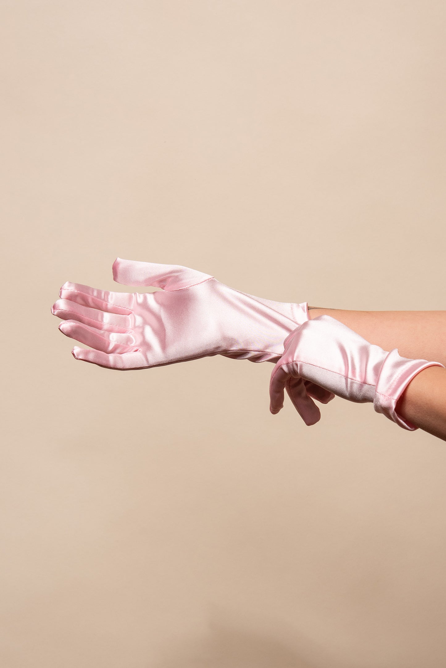 Sadie Wrist Length Satin Gloves - Pink