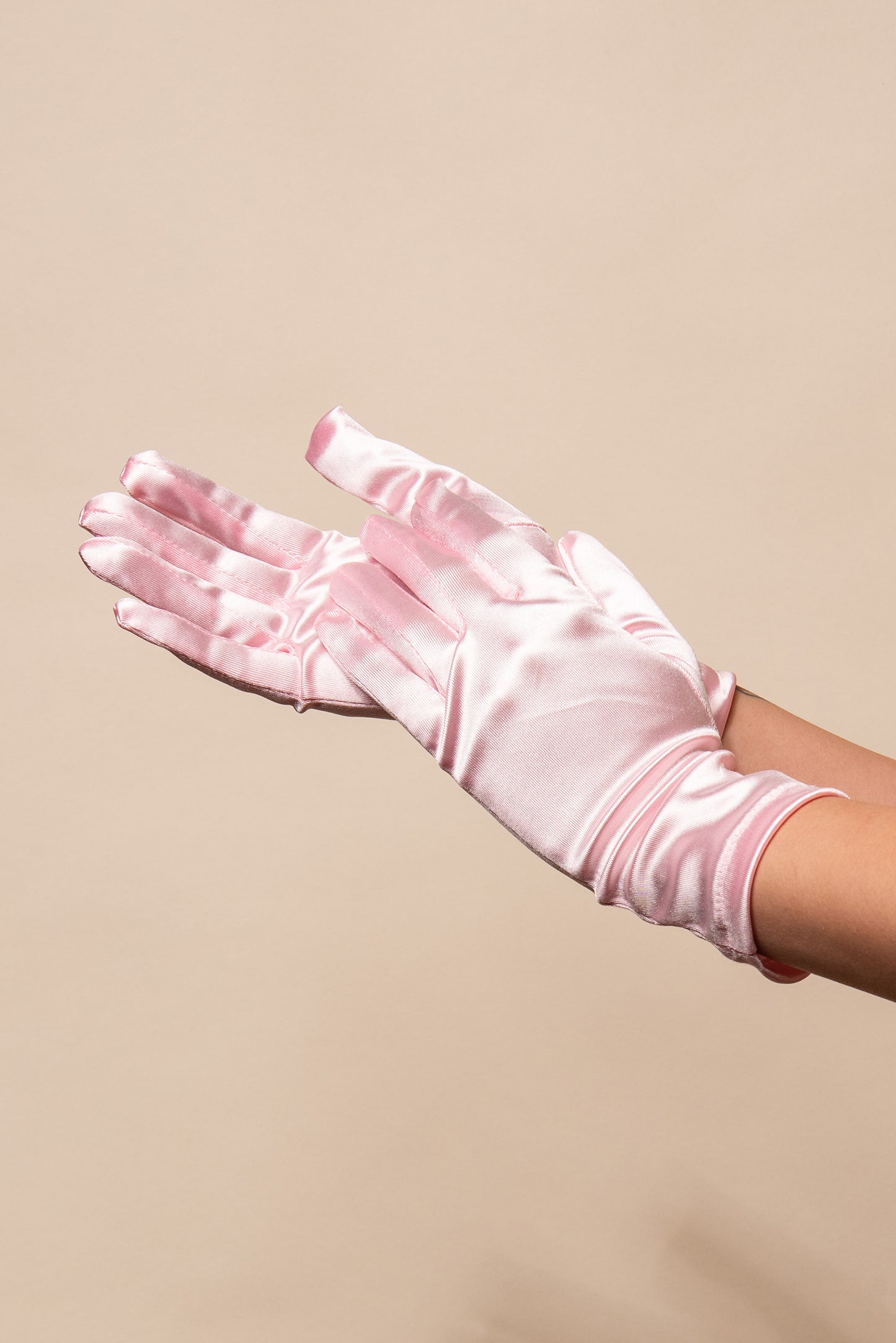 Sadie Wrist Length Satin Gloves - Pink