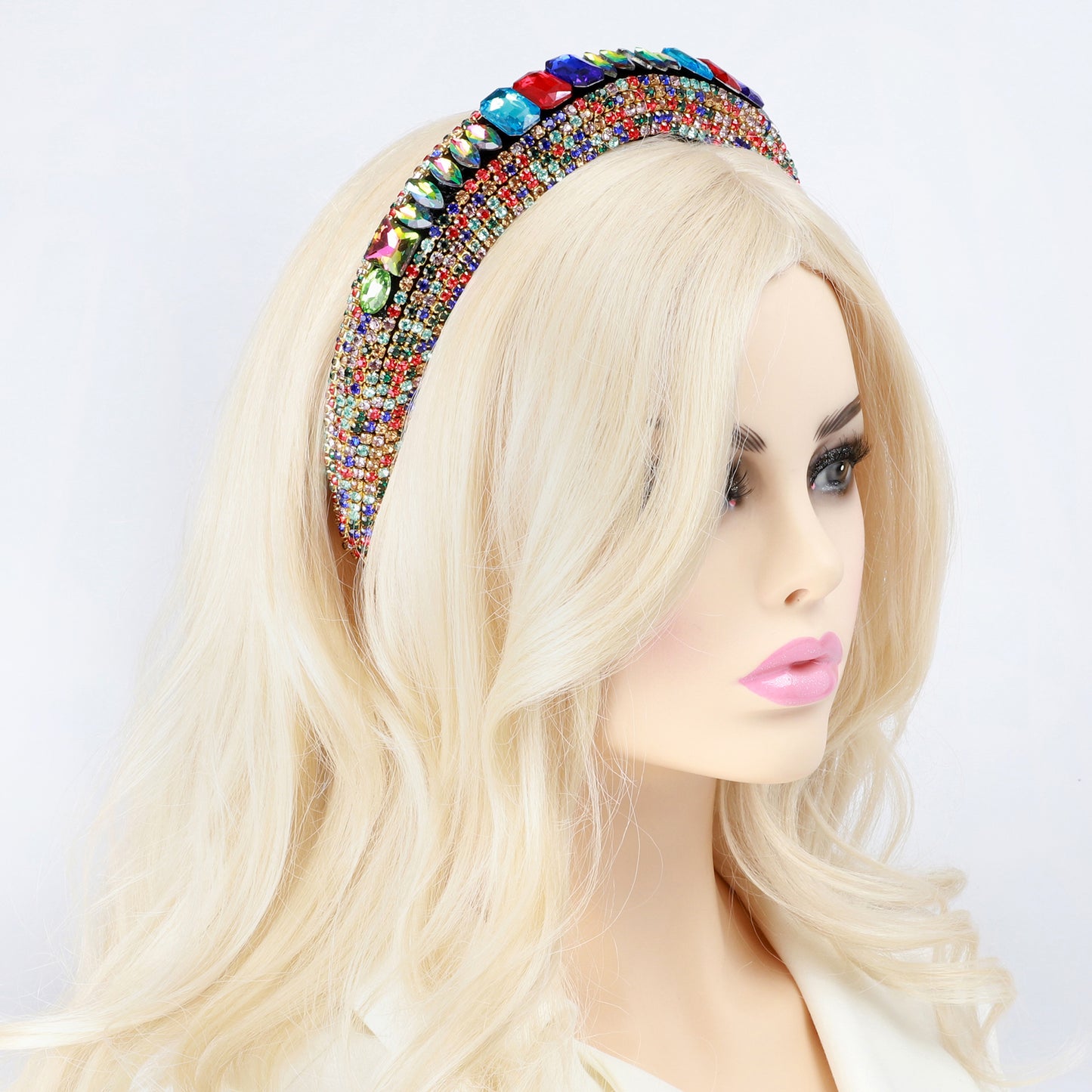 Chelsea Padded Mixed Rhinestone Headband-Multicolor