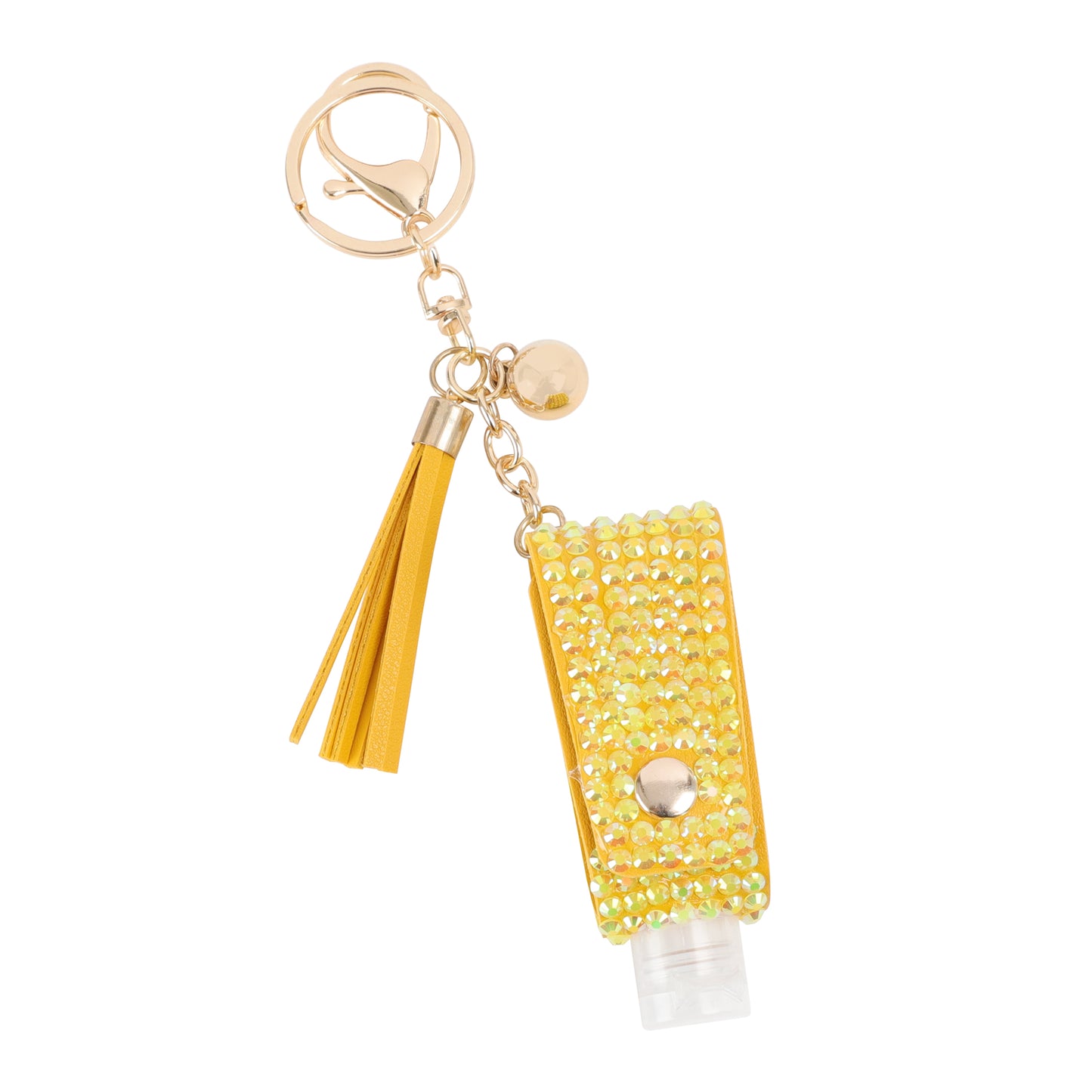 Zoey Rhinestone Sanitizer Holder Keychain - Yellow