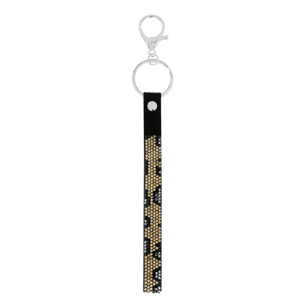Rhinestone Wristlet Lanyard Strap Keychain Leopard – Sophia
