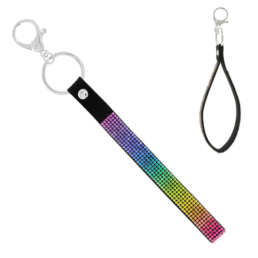 Fashion Rhinestone Wristlet Lanyard Strap Keychain - Multicolor