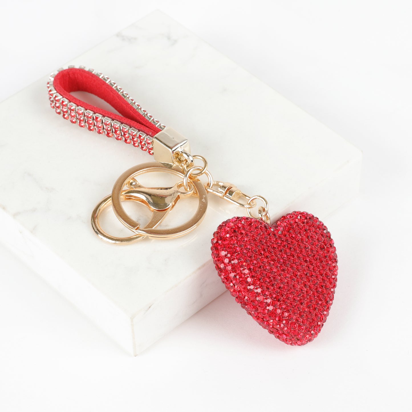 Paris Heart Rhinestone Keychain