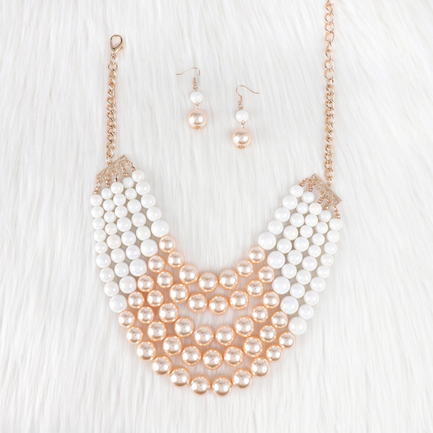 Josephine 5 Strand Pearl Necklace & Earring Set