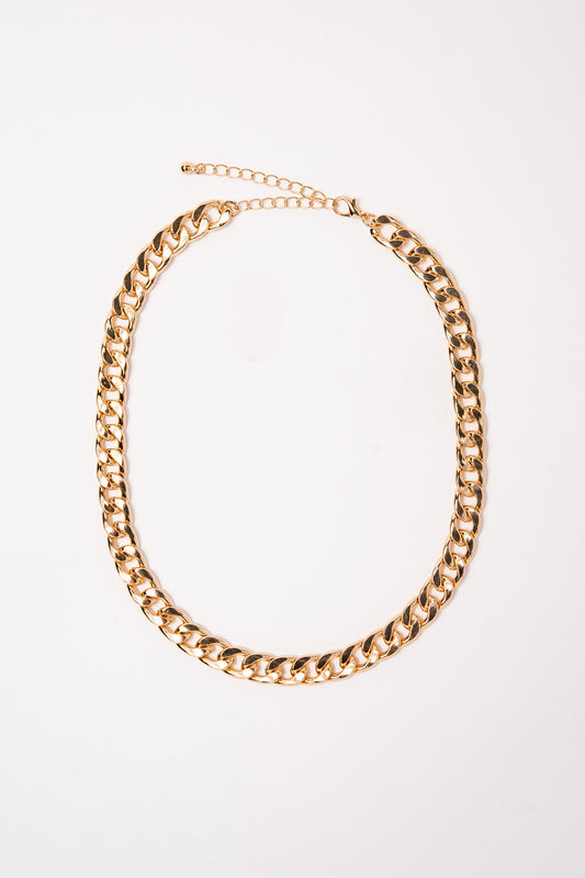 Wide Curb Chain Necklace - Gold