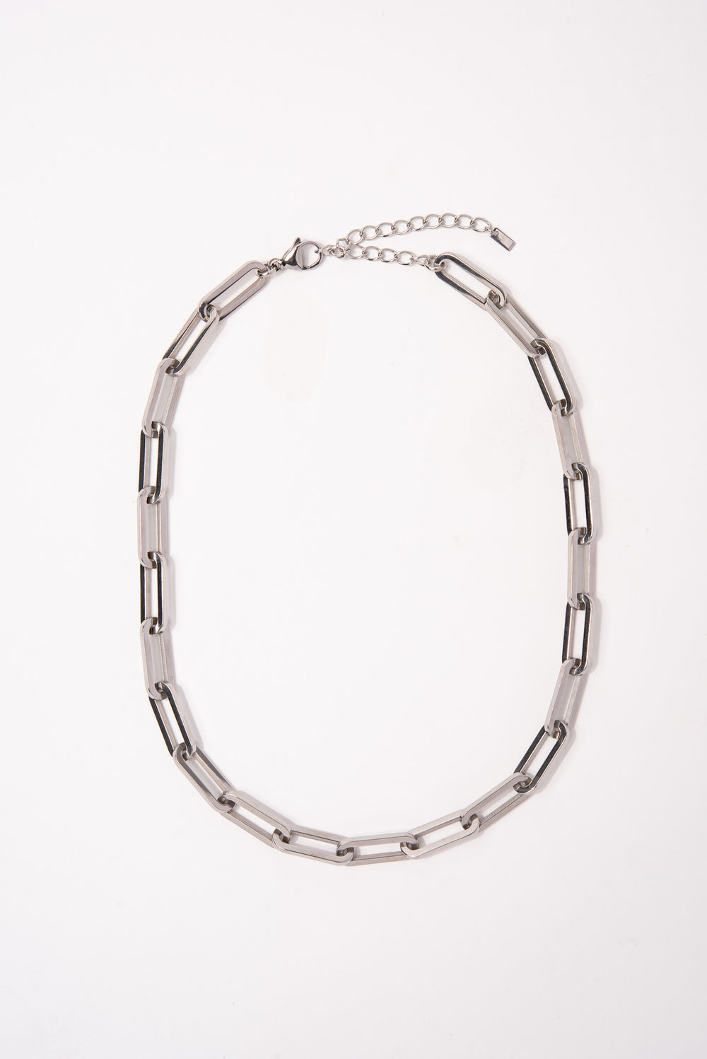 Stainless Steel Paper Clip Industrial Chain Necklace - Silver