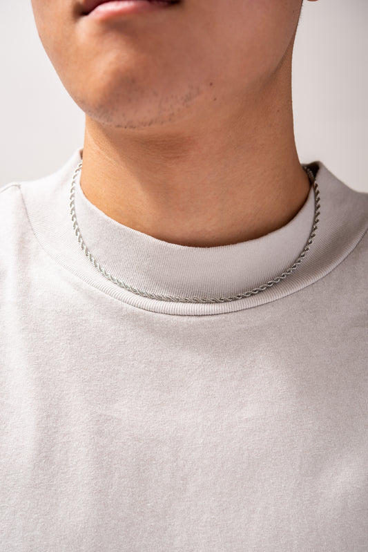 18'' Stainless Steel Rope Chain Necklace - Silver