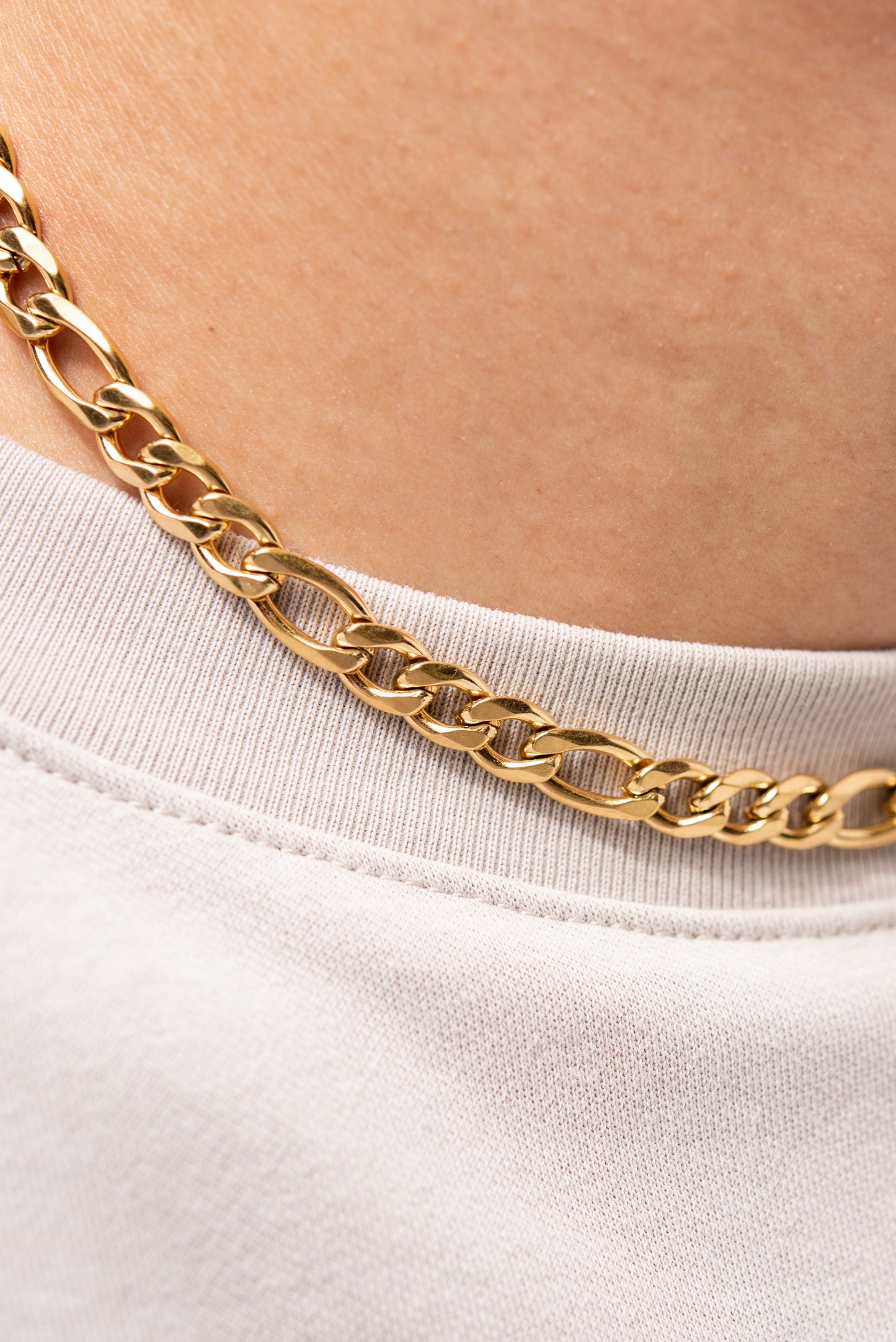 Stainless Steel Figaro Chain Necklace - Gold