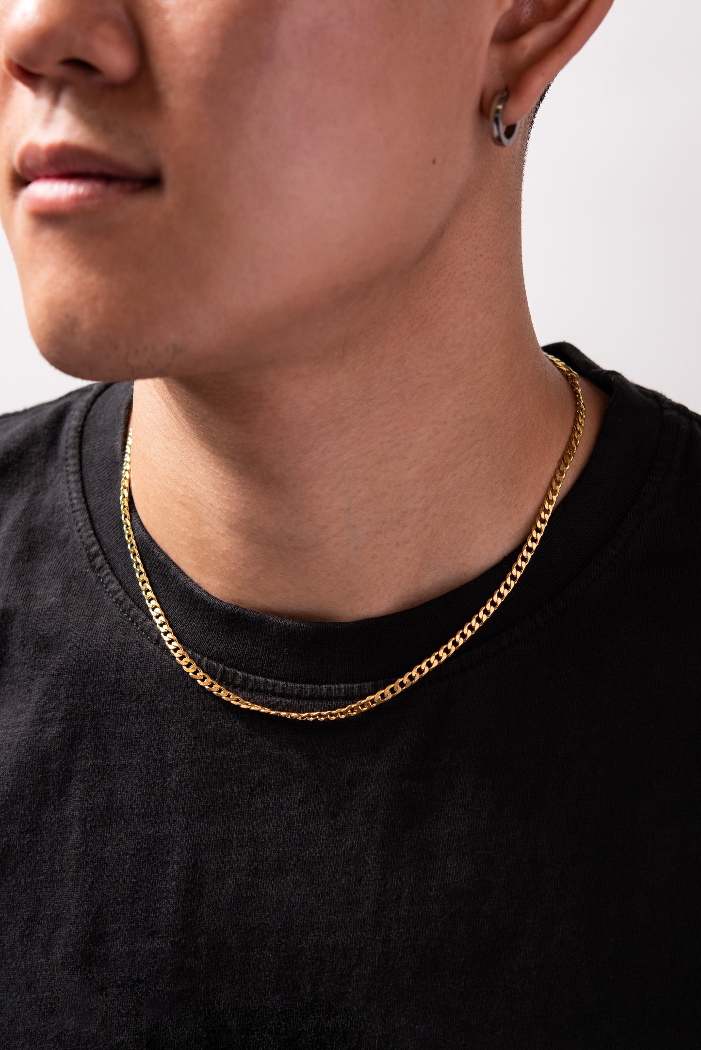 Stainless Steel Curb Chain Necklace - Gold