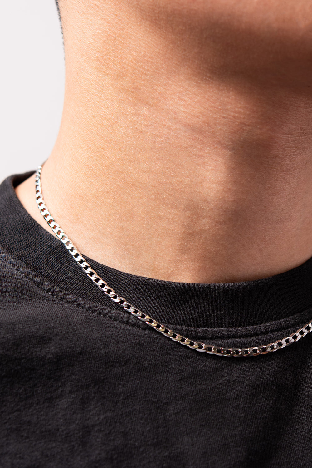 Stainless Steel Curb Chain Necklace - Silver