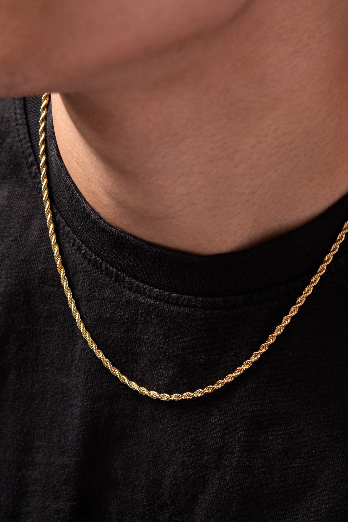 20'' Stainless Steel Rope Chain Necklace - Gold