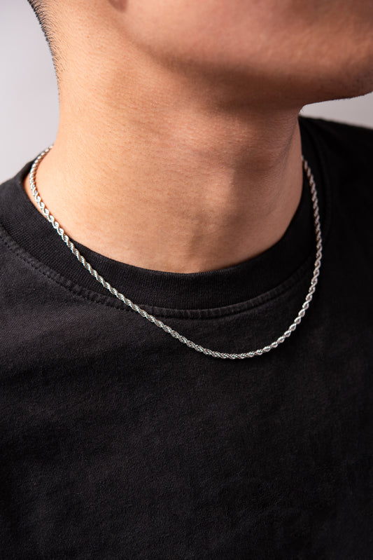 20'' Stainless Steel Rope Chain Necklace - Silver