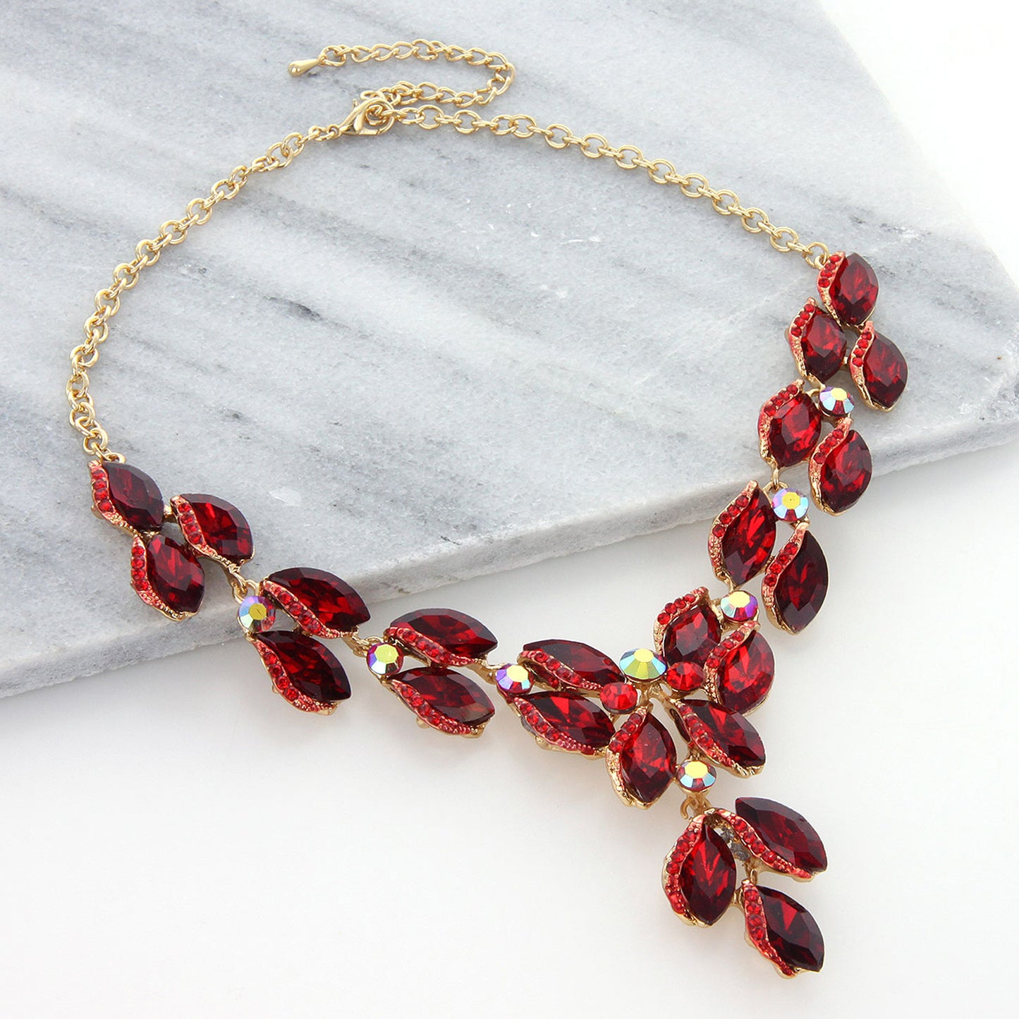 Hazel Leaf Droplet Necklace & Earring Set