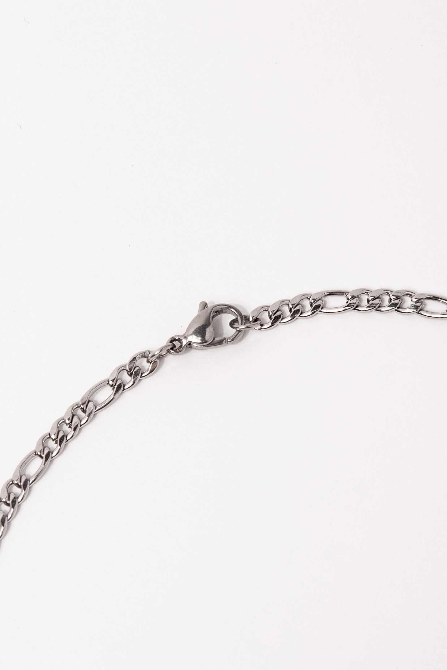 Stainless Steel Figaro Chain Necklace with Angel Wing Pendant