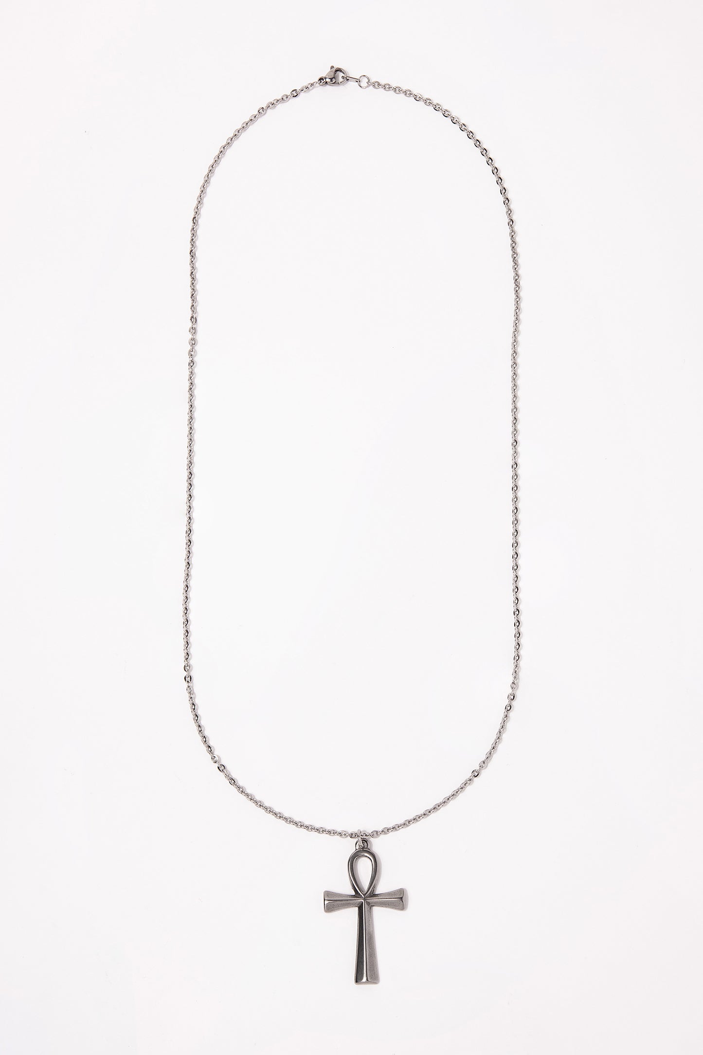 Stainless Steel Chain Necklace with Ankh Pendant