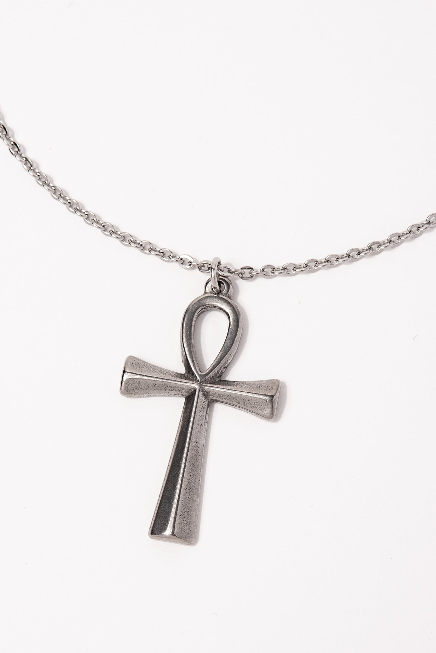 Stainless Steel Chain Necklace with Ankh Pendant