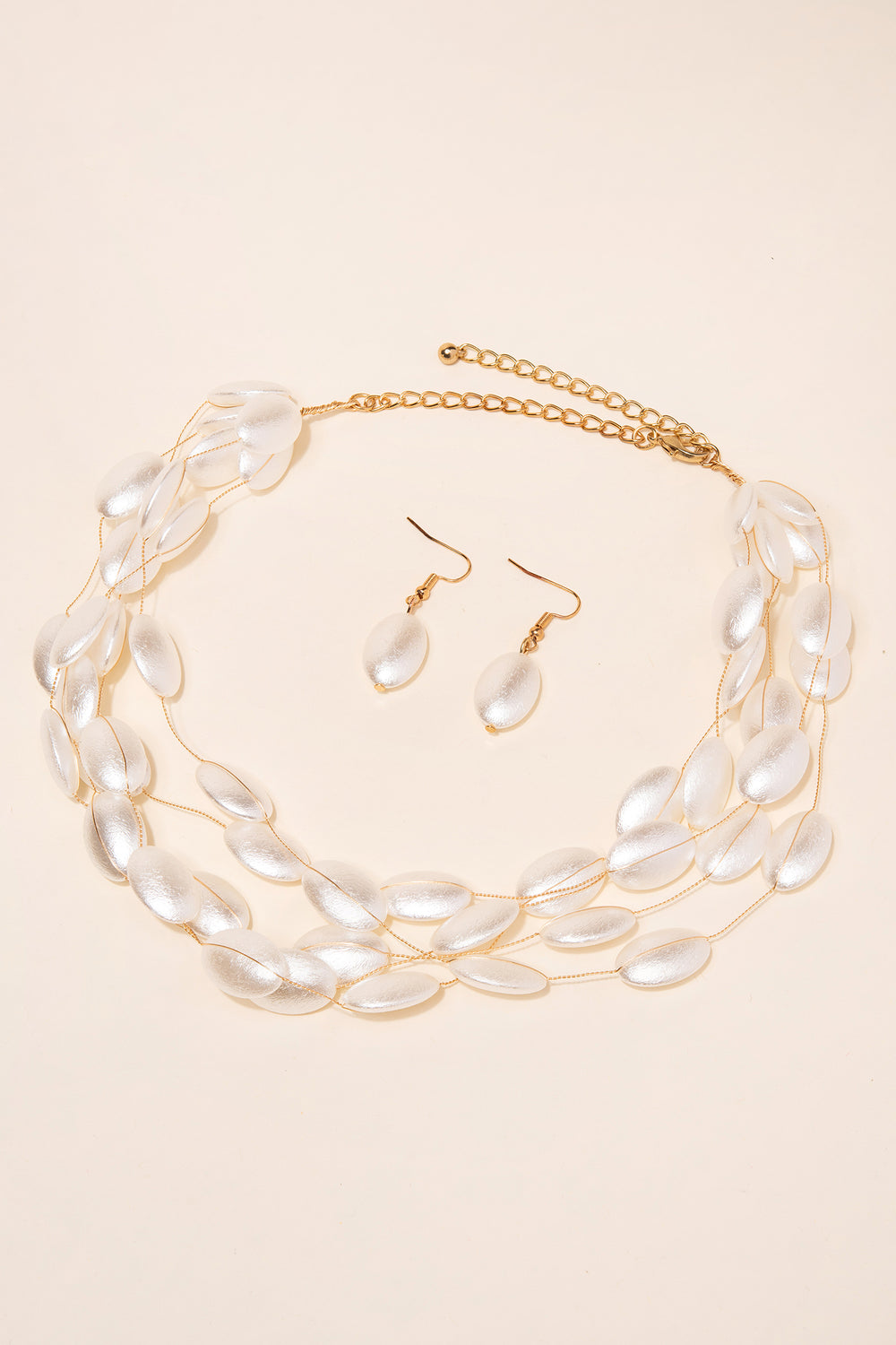 Amelia Layered Oval Baroque Pearl Necklace & Earring Set