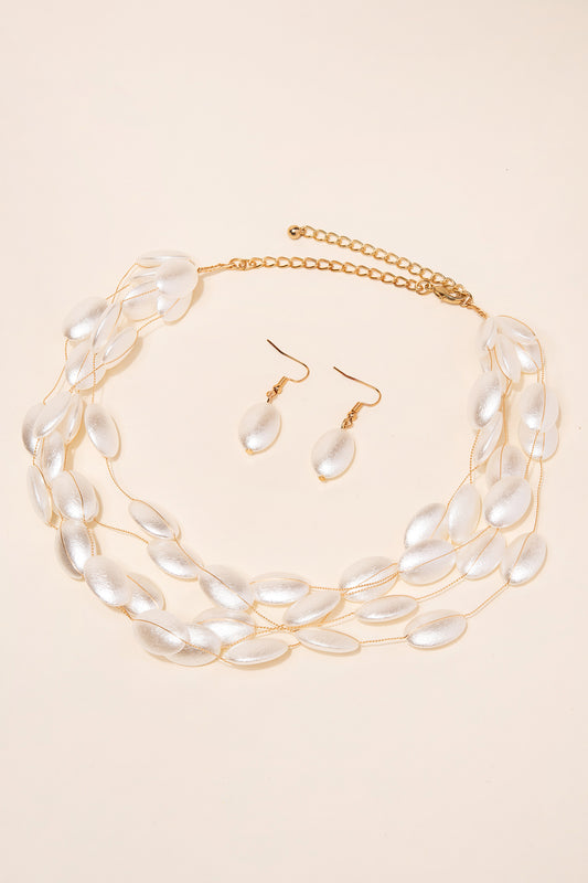 Amelia Layered Oval Baroque Pearl Necklace & Earring Set