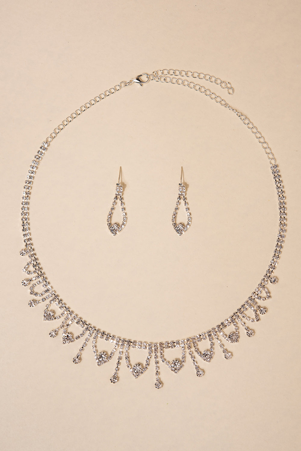 Mabeline Rhinestone Pointed Fringe Necklace Set