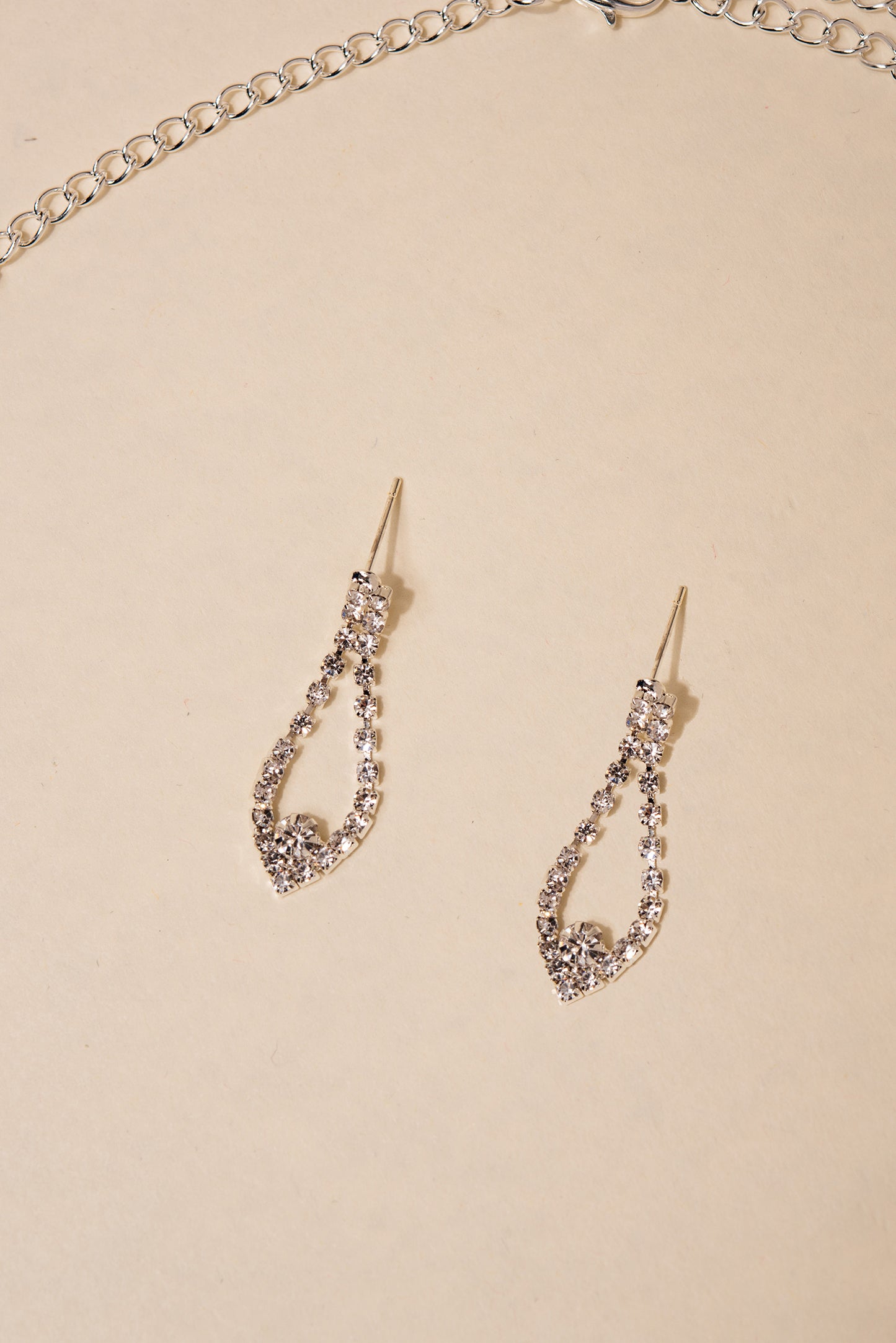 Mabeline Rhinestone Pave Fringe w/ Scallops Necklace & Earrings Set - Silver