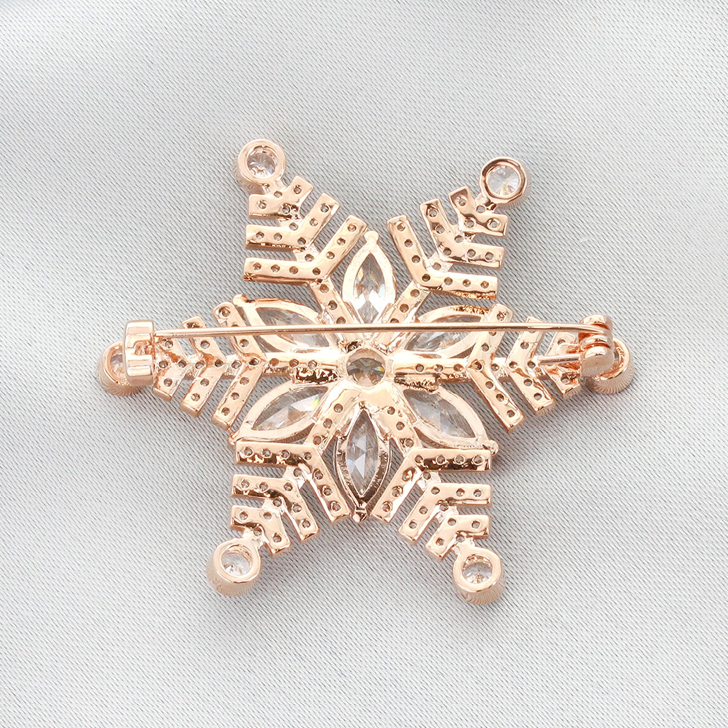 Melody Snowflake Cubic Zirconia Brooch - Rose Gold