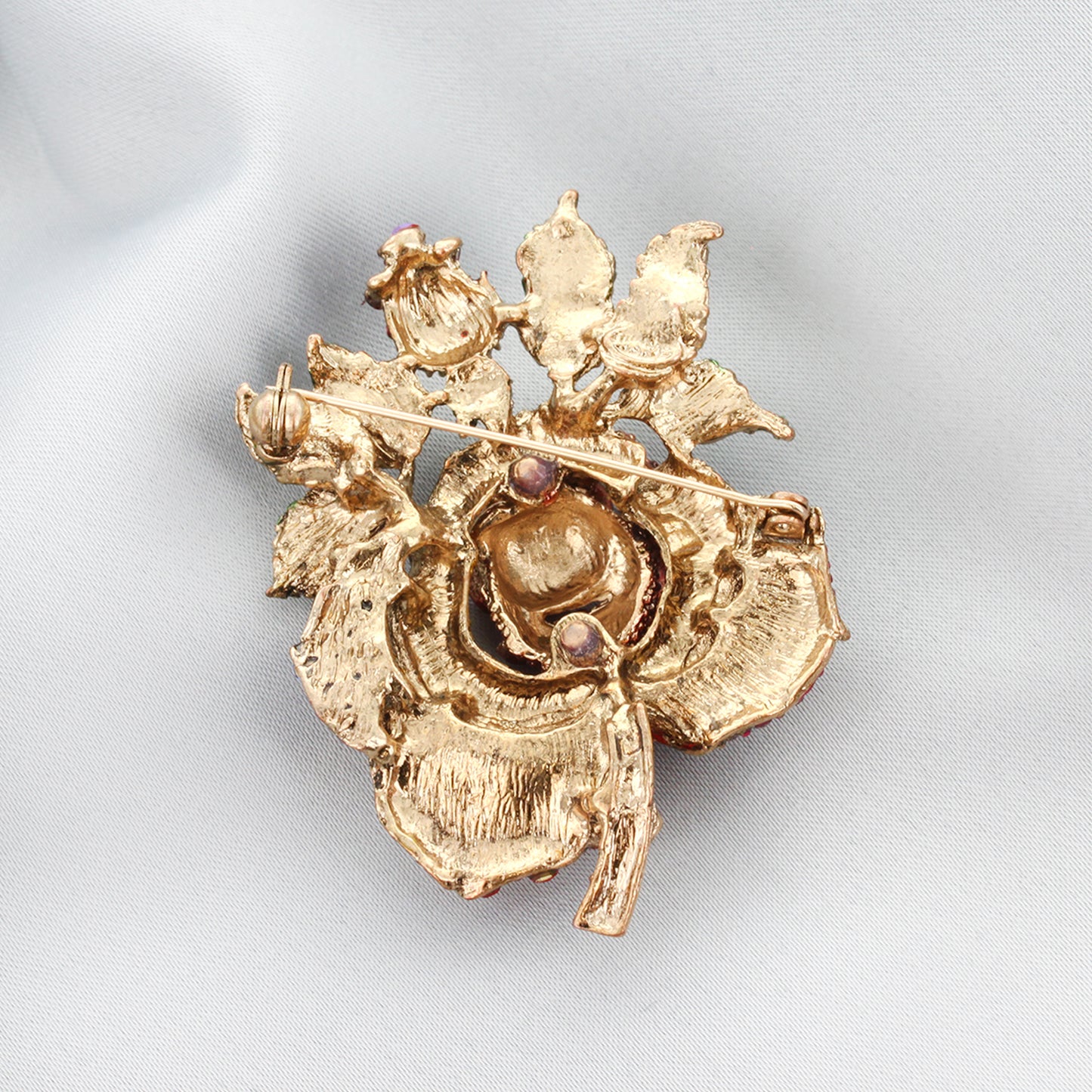 Nevaeh Rose Rhinestone Brooch - Gold Iridescent