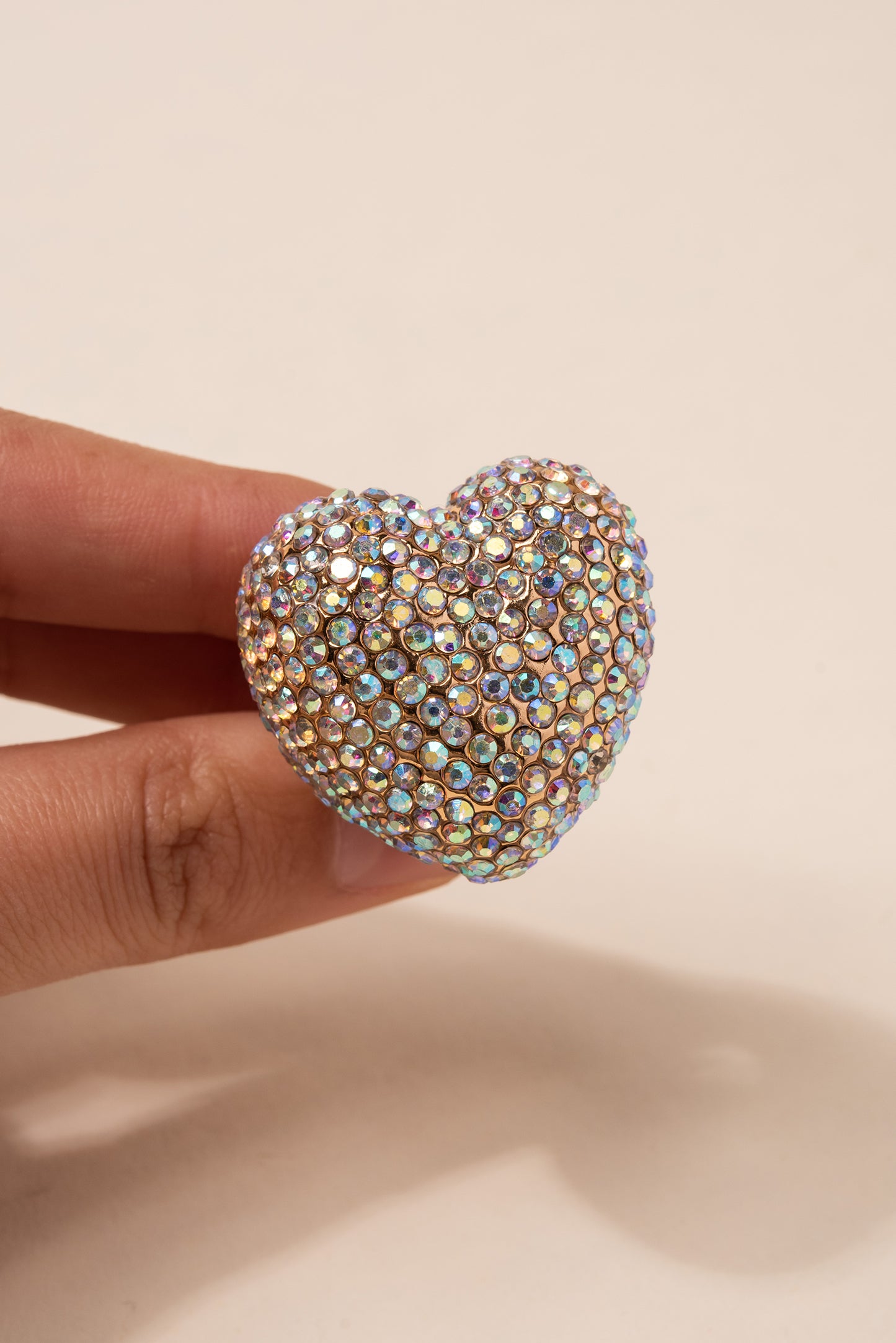 Liz Rhinestone Heart Ring - Iridescent