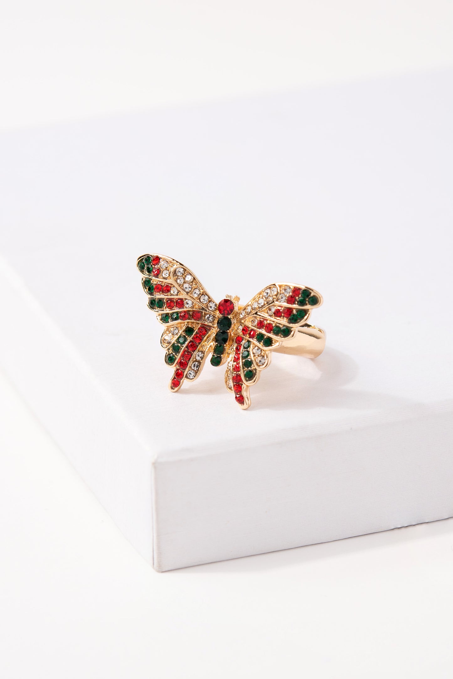 Heather Rhinestone Butterfly Ring - Multi