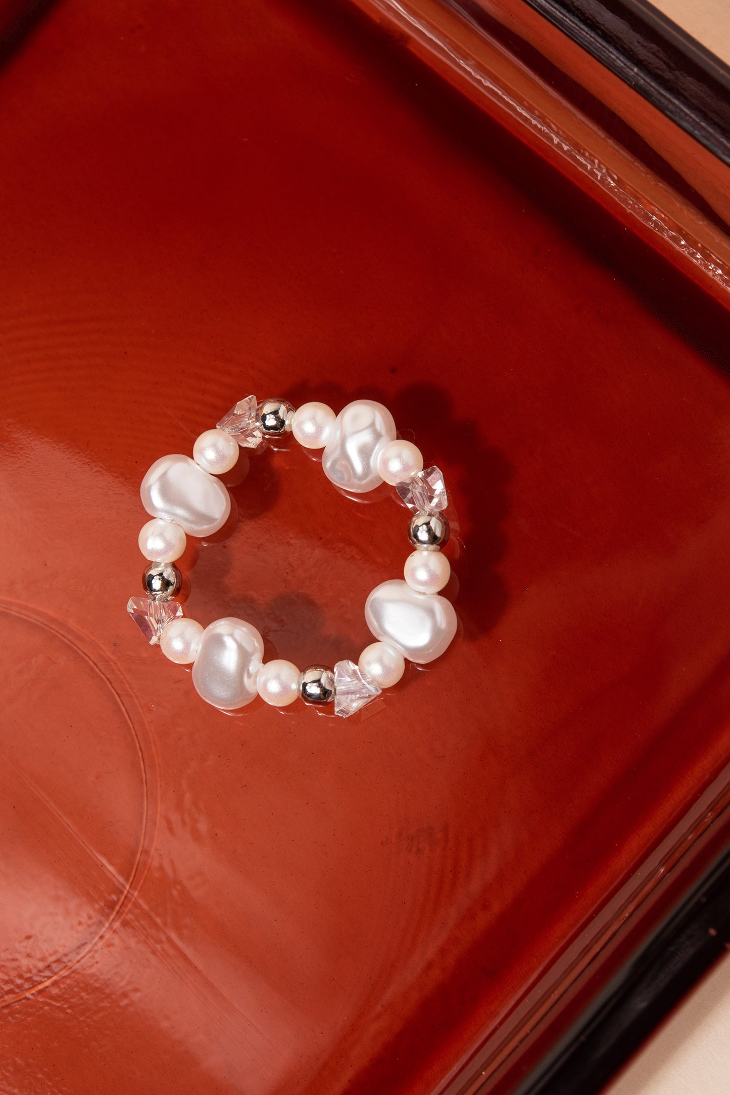 Stretch Pearl Ring - Silver