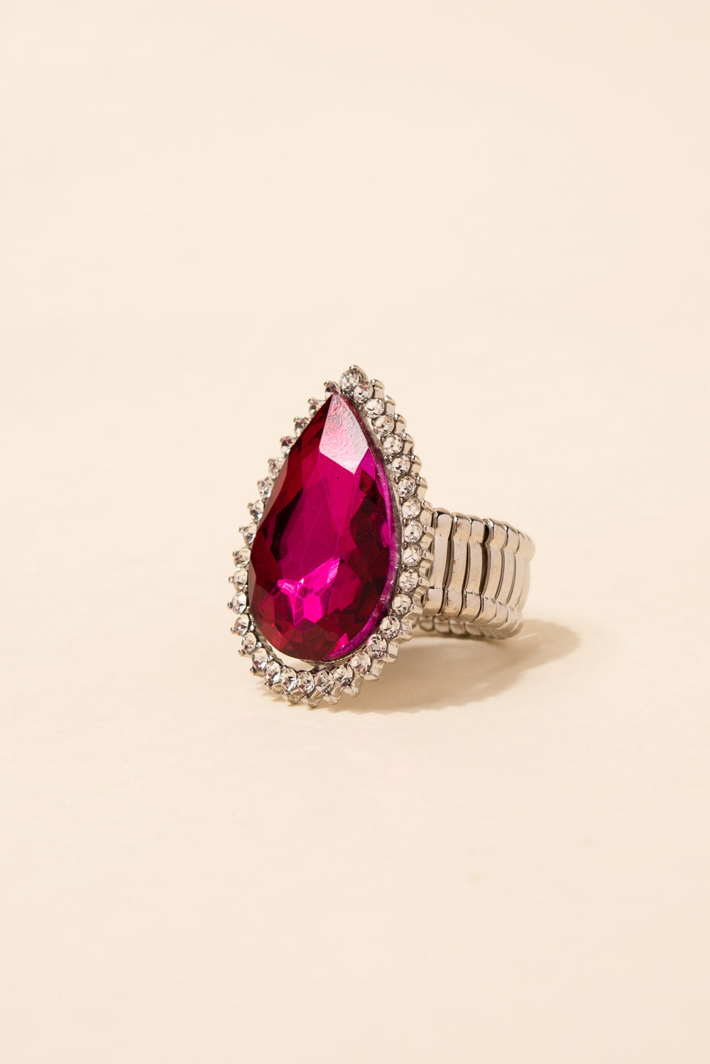 Lila Teardrop Gem with Halo Stretch Ring