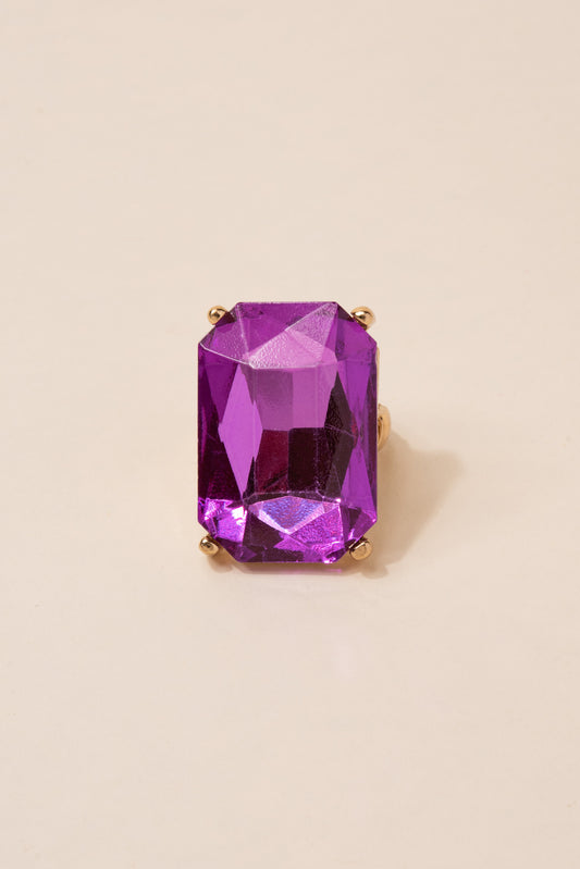 Milana Statement Rhinestone Gem Ring - Purple