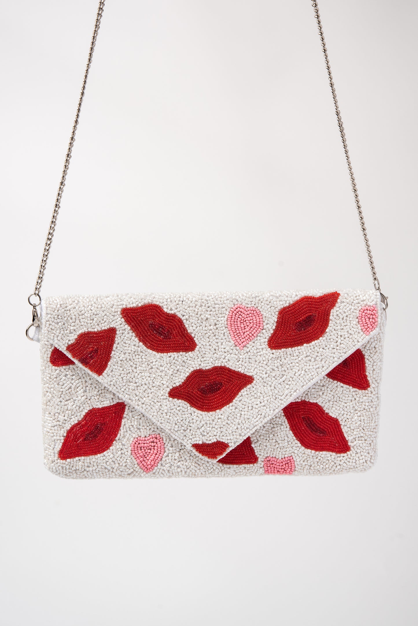 Beaded Lips Envelope Clutch