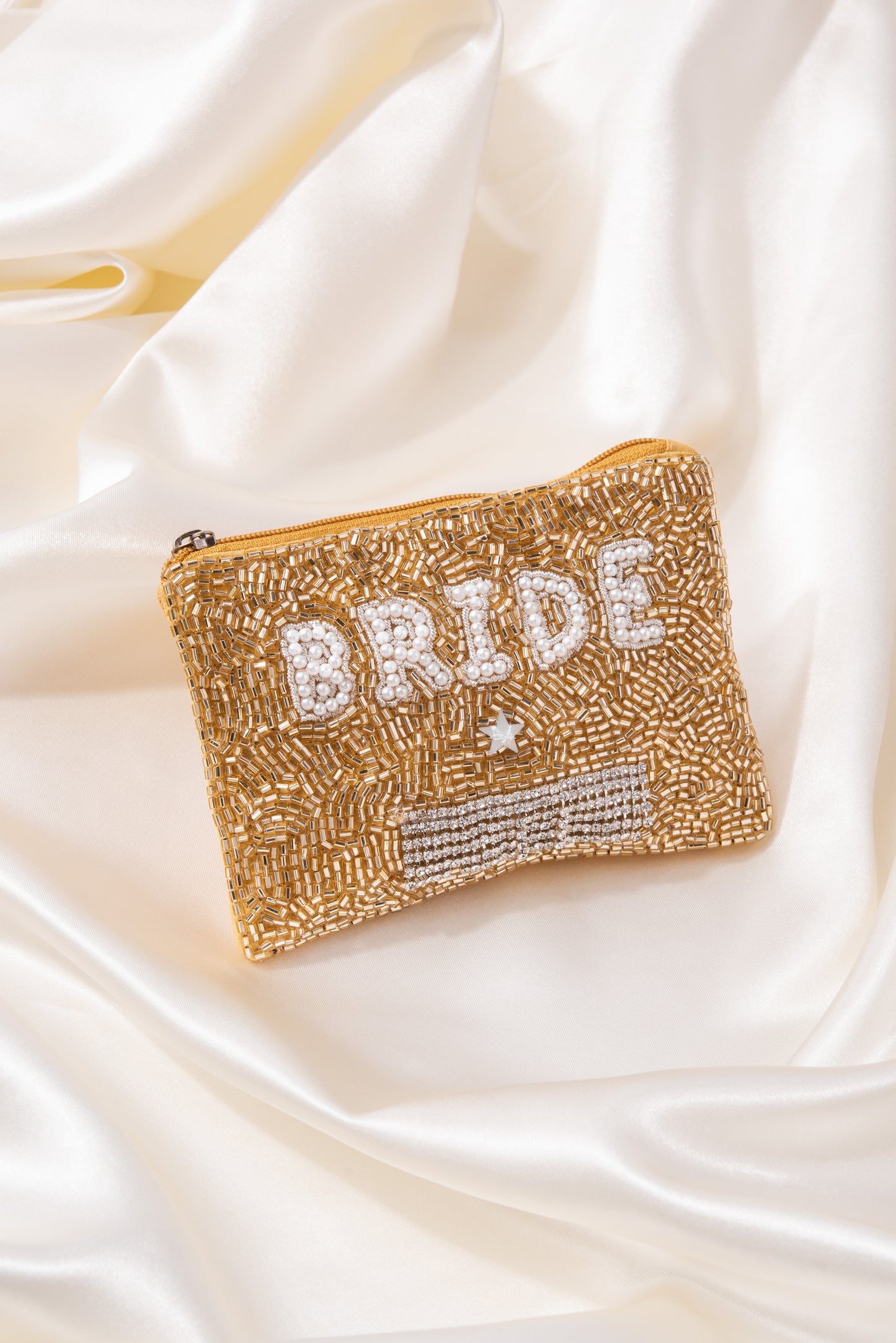 Beaded Bride Rhinestone Star Coin Purse - Gold