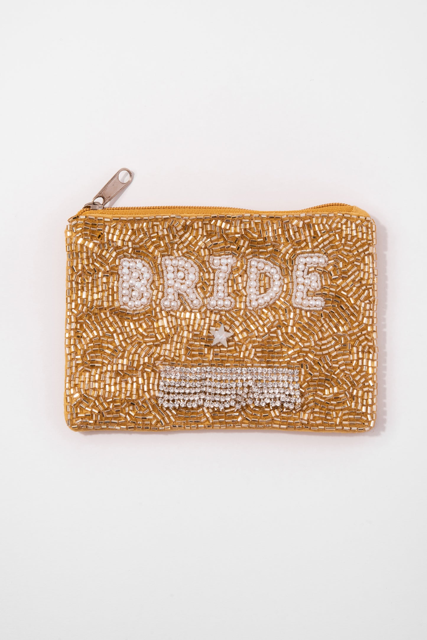 Beaded Bride Rhinestone Star Coin Purse - Gold